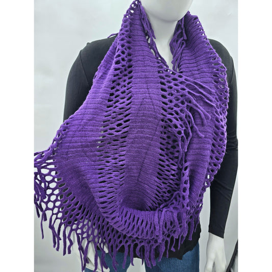 Purple Y2K Scarves Resort Whimsy Goth Cottage Fairy Fringe Infinity Scarf OS