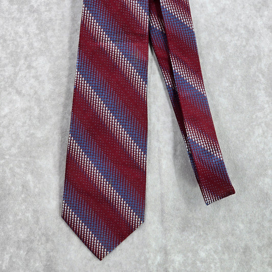 Stafford Essentials Burgundy Stripe Dot 100% Silk Executive Men's Neck Tie