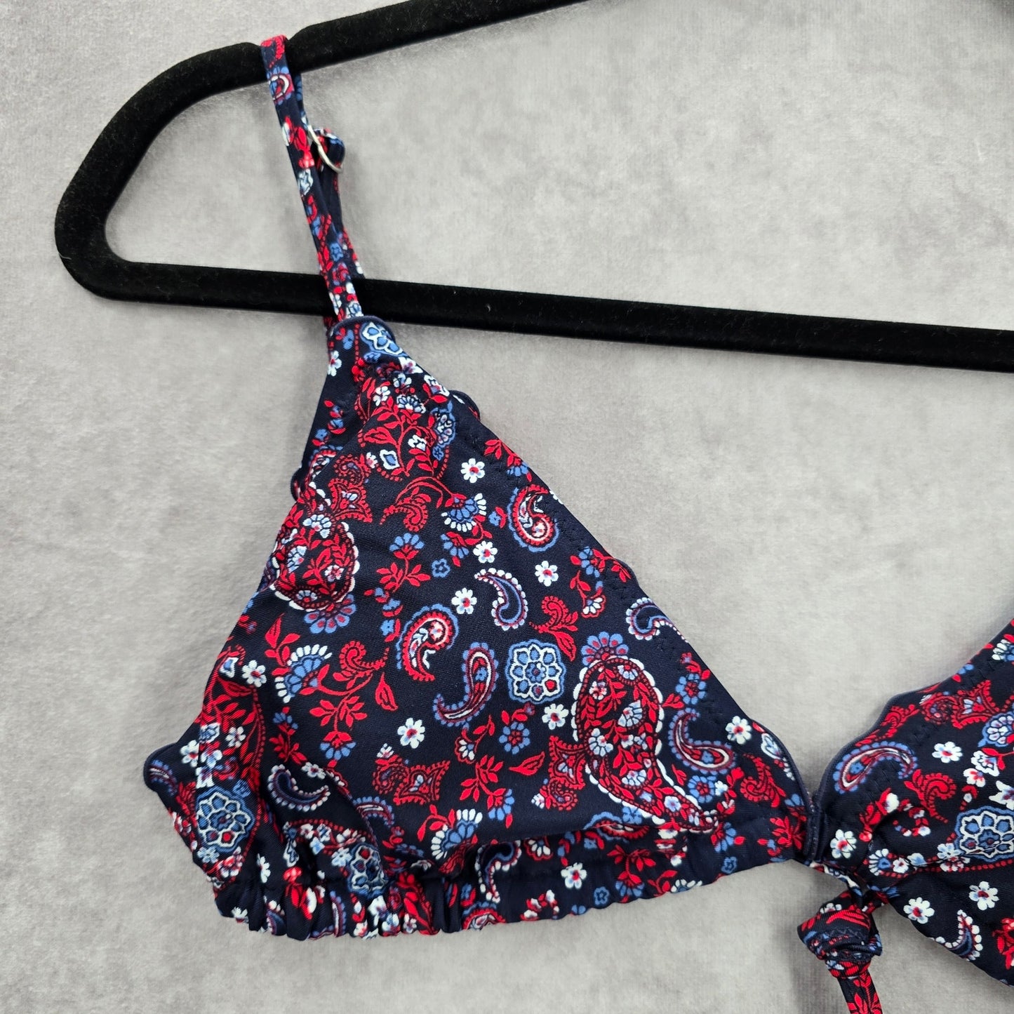 Old Navy Blue Floral Bikini Top Swimwear Swimsuit Padded Ruffle Small