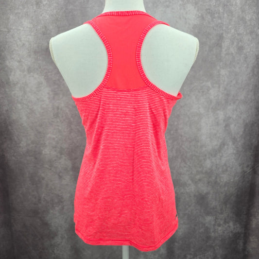 Danskin Now Pink Semi Fitted Stripe Activewear Racerback Tank Top Small