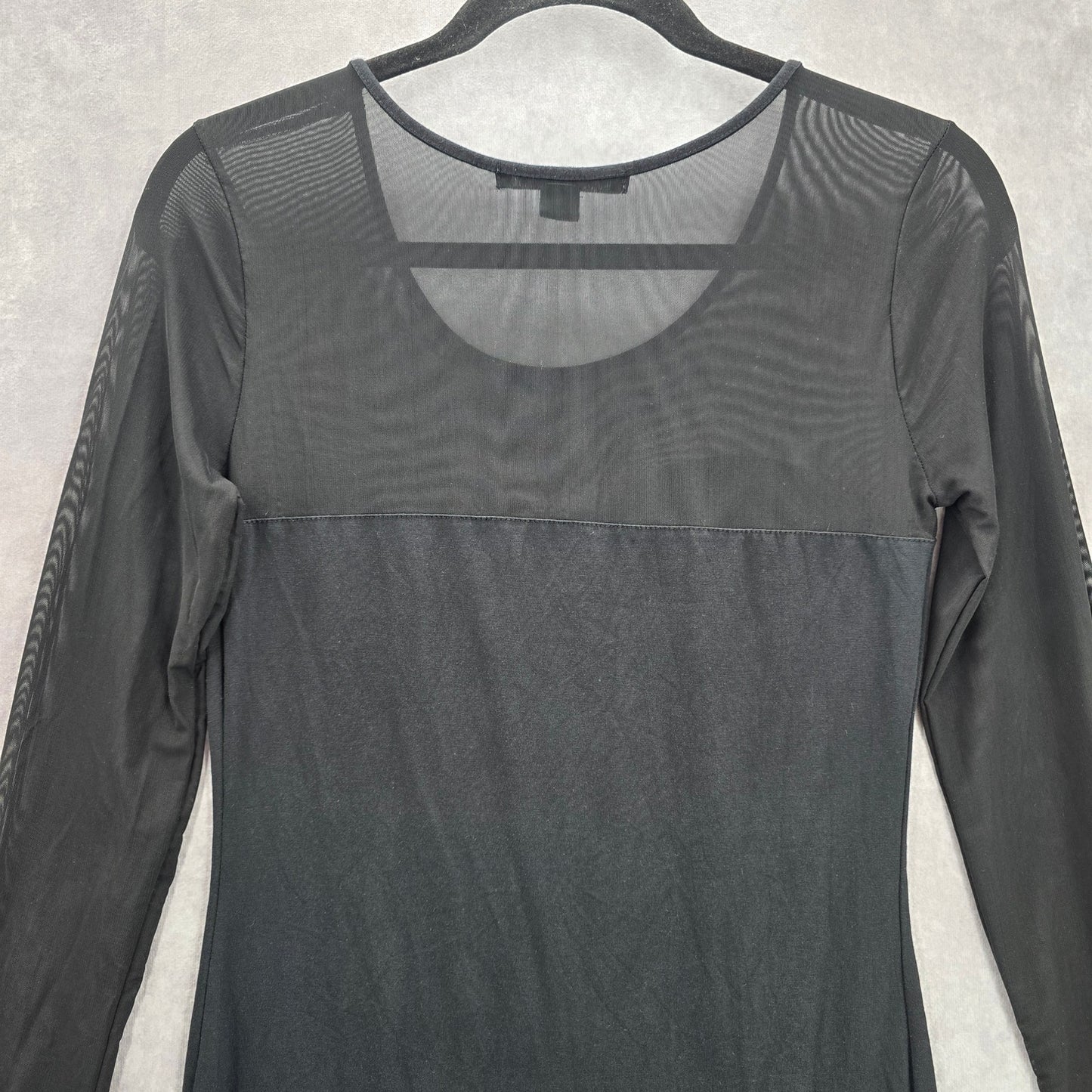 Forever 21 Black Long Sleeve Mini Short Mesh Sheer Bodycon Dress Medium
