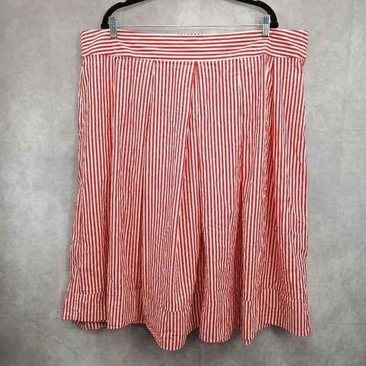 Cato Red White Stripe Knee Length Short Flare Pleat Skirt Plus Size 24W
