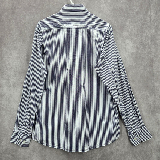 Arrow Purple White Stripes Button Down Long Sleeve Cotton Mens Shirt Medium