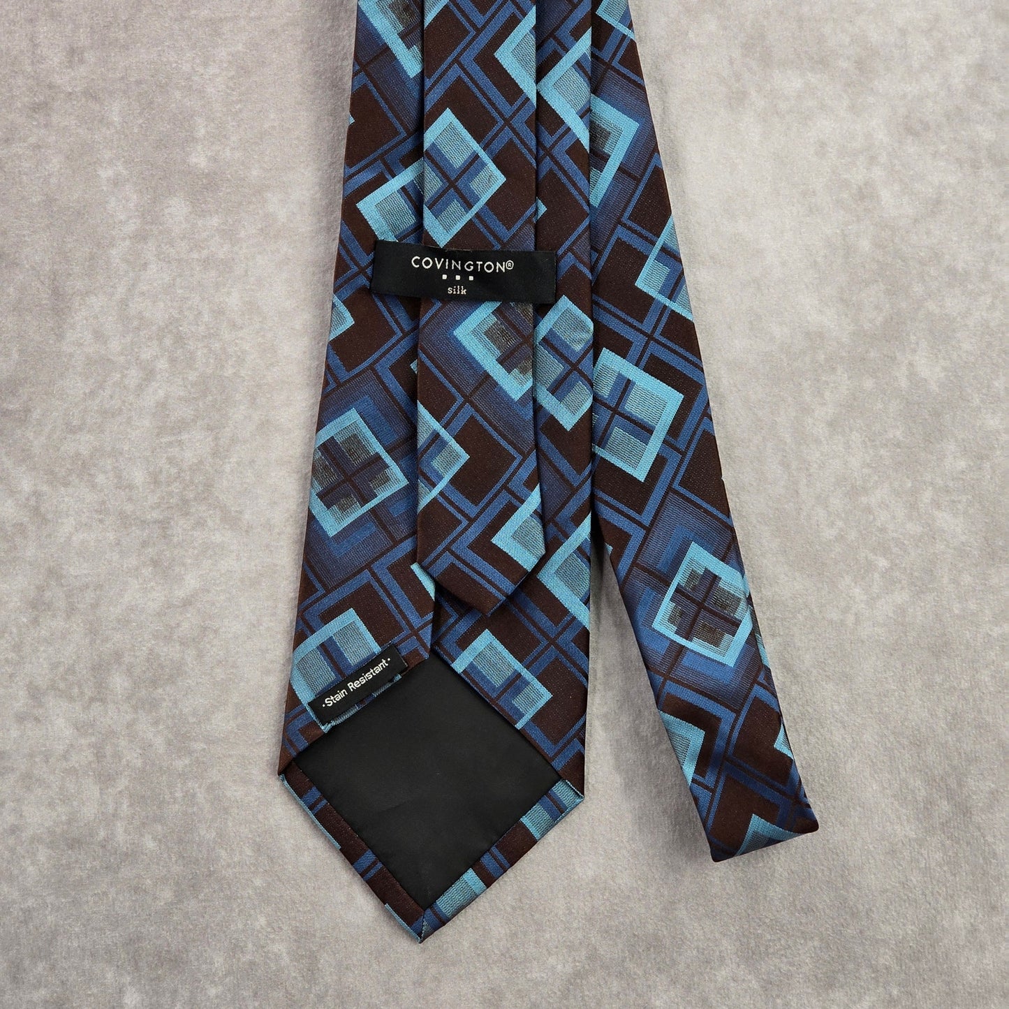 Covington Blue Brown Geometric Square Executive Silk Executive Neck Tie Men's