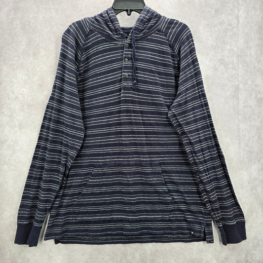 American Eagle Blue Premium Indigo Pullover Classic Stripe Hoodie XL Extra Large