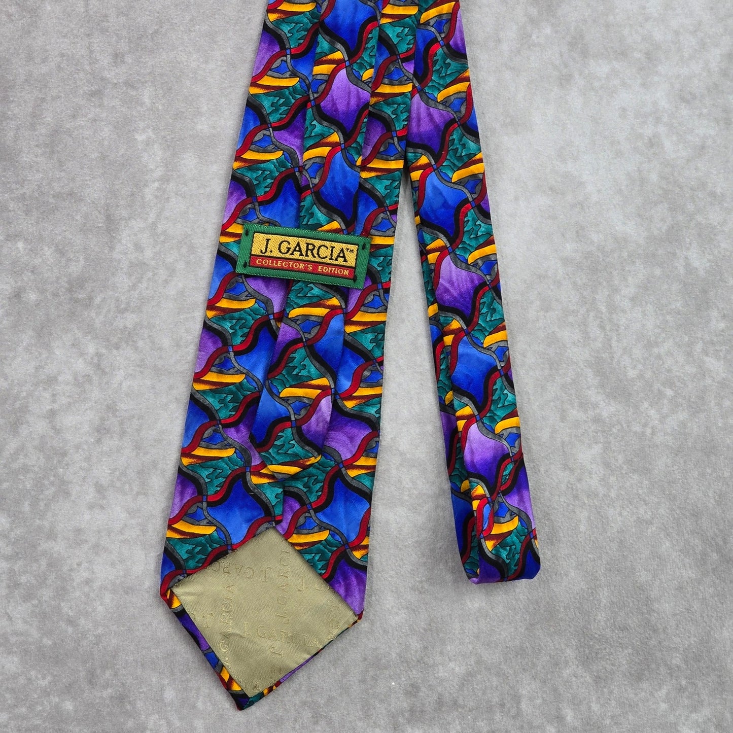 J. Garcia Purple Swirl Geometric Abstract Silk Neck Tie Men's