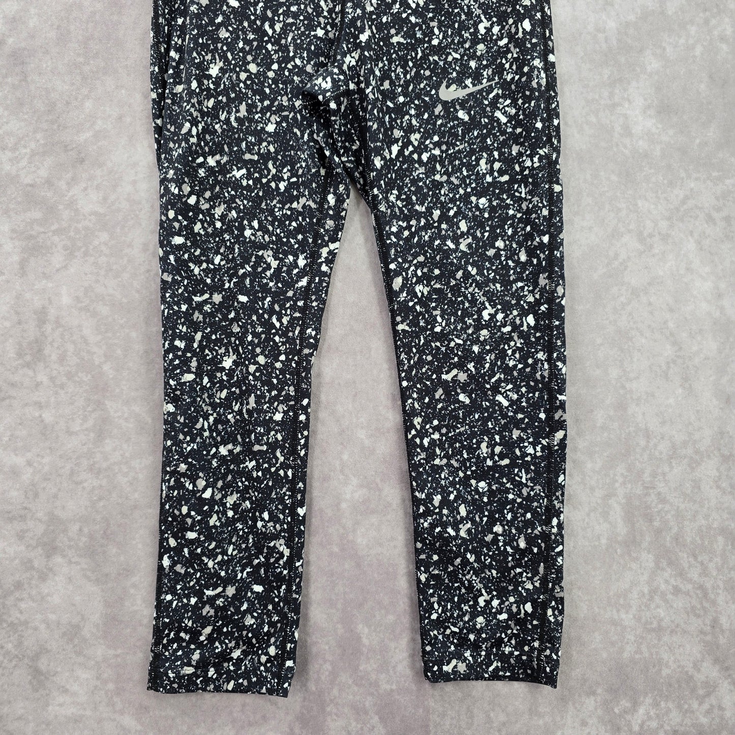 Nike Black Gray Geometric Polka Dot Cropped Active Legging Pants Bottoms Small