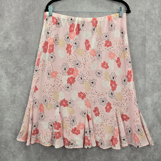 Laura Scott Pink Floral Flare Boho Indie Y2K Knee Length Cottage Skirt Large