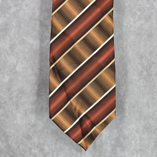 Stafford Essentials Brown Orange Stripe 100% Executive Corporate Mens Neck Tie