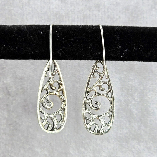 Zara Silver Tear Drop Bohemian Floral Hook Dangle Earring Fashion Jewelry JB2-3