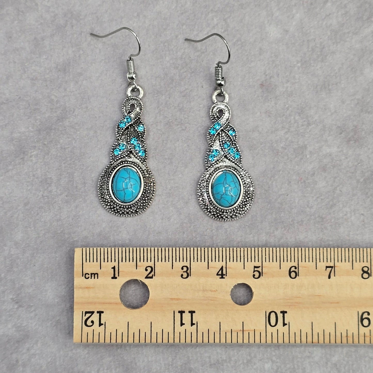 Zara Silver Blue Rhinestone Drop Boho Dangle Fashion Jewelry Earrings NWT JB2-78