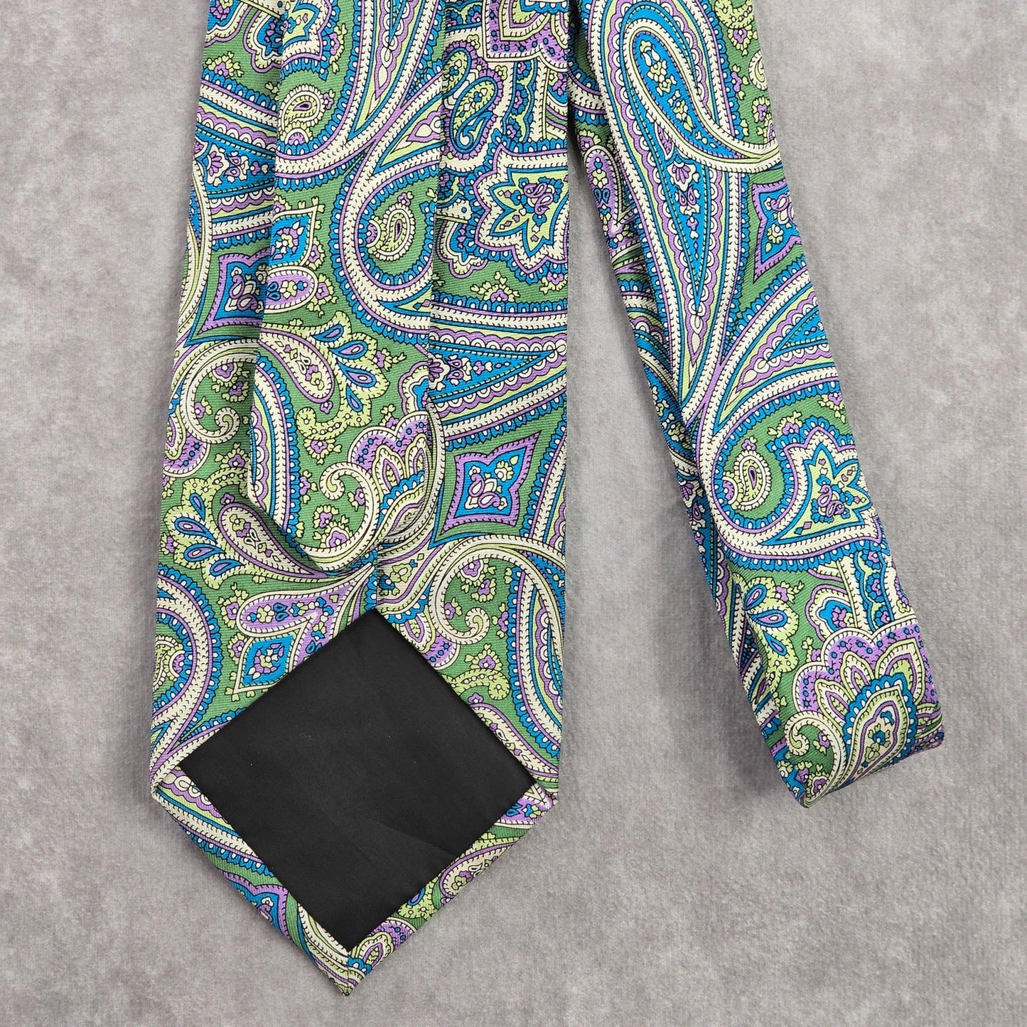 Stafford Essentials Green Purple Floral Paisley Executive Silk Neck Tie Men's