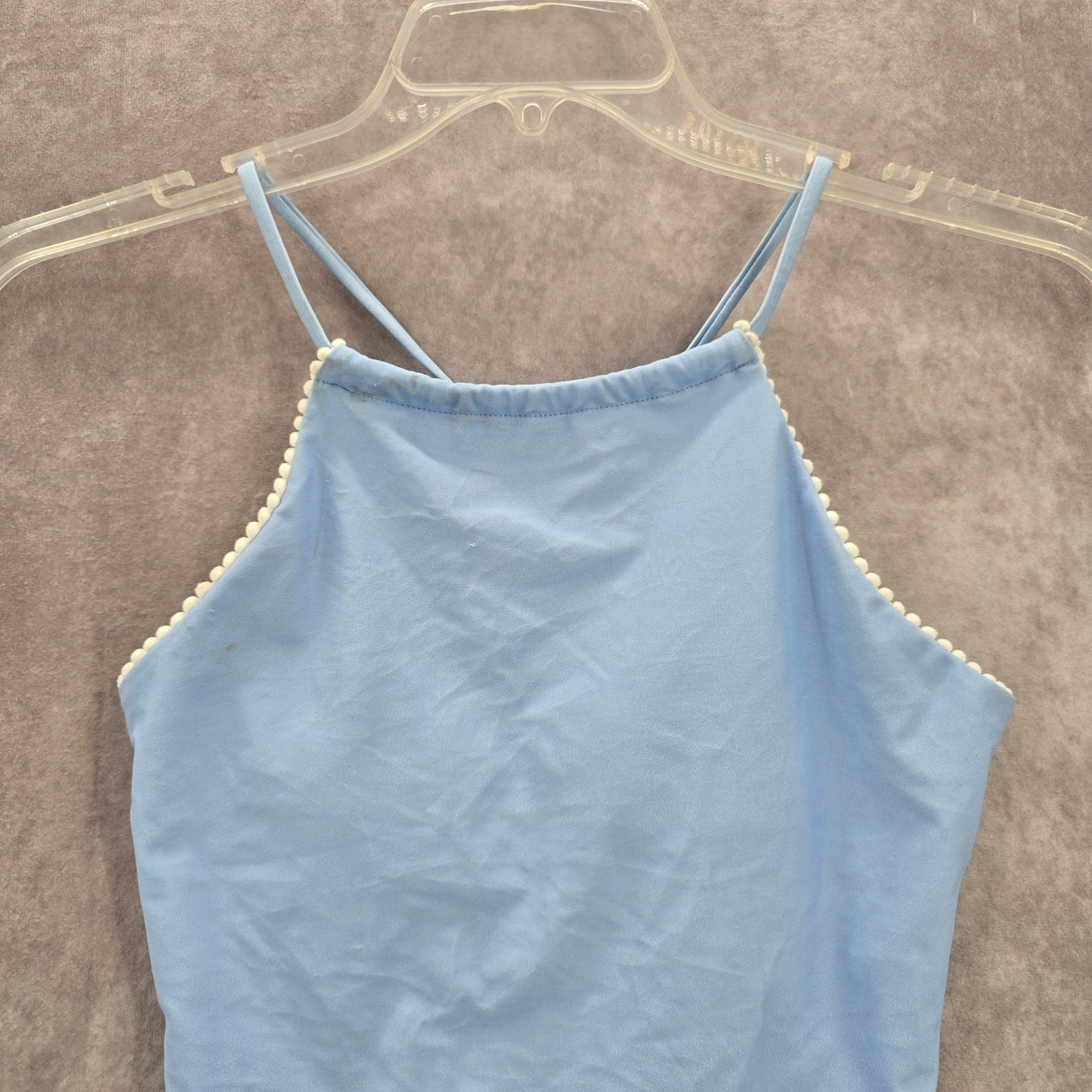 Blue Lace Crisscross Back Tie Padded Swimwear Tankini Tank Top Medium M