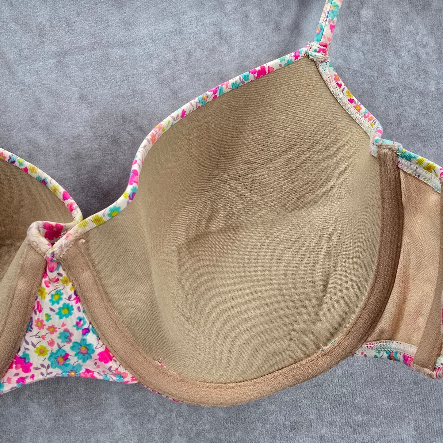 Old Navy Cream Floral Padded Underwire Adjustable Strap Bikini Swimwear Top 1XL