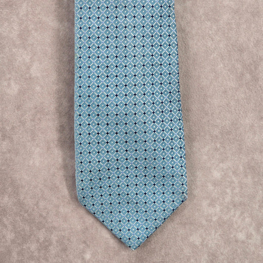 Geoffrey Beene Blue Polka Dot Diamond Geometric 100% Silk Men's Neck Tie