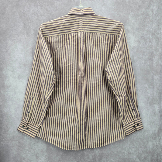 Dockers Button Down Long Sleeve Stripe Purple Cream Work Mens Shirt Medium