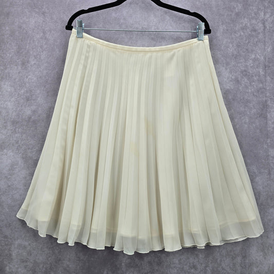 Preston & York Vintage Cream Pleat Flare Knee Length Short Skirt Plus 14