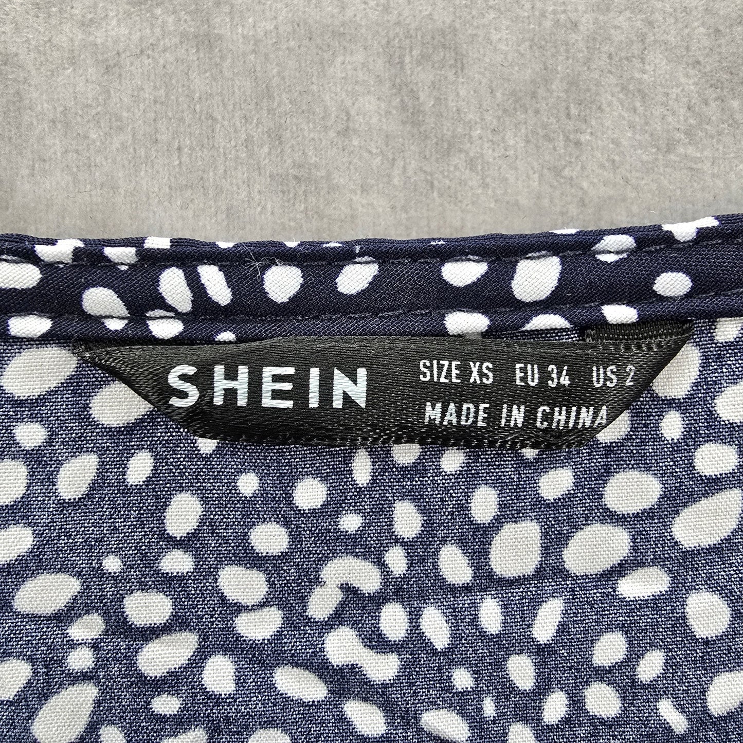 Shein Navy Blue Polka Dot Balloon Long Sleeve High Low Boho Peasant Small