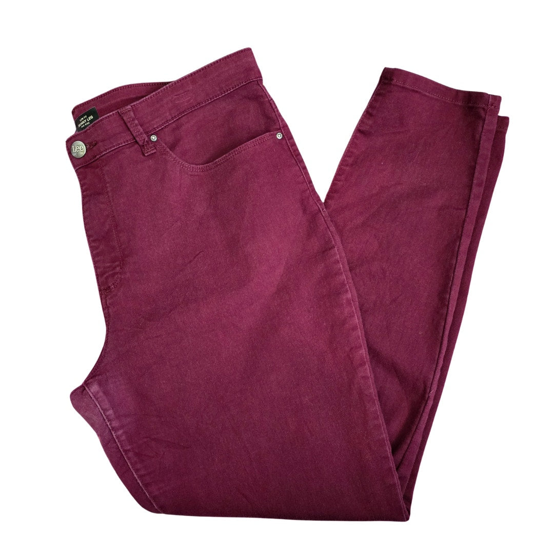 Lee Slim Fit Skinny Leg Mid Rise Sculpting Red Jeans Pants Bottoms Size 12/36