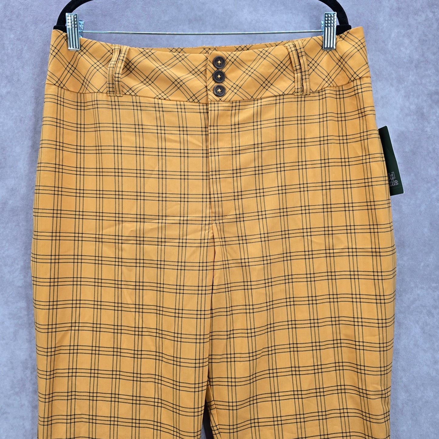 Wild Fable Yellow Plaid Straight Boho Flare Wide Leg Dress Bottom Pants Plus 16