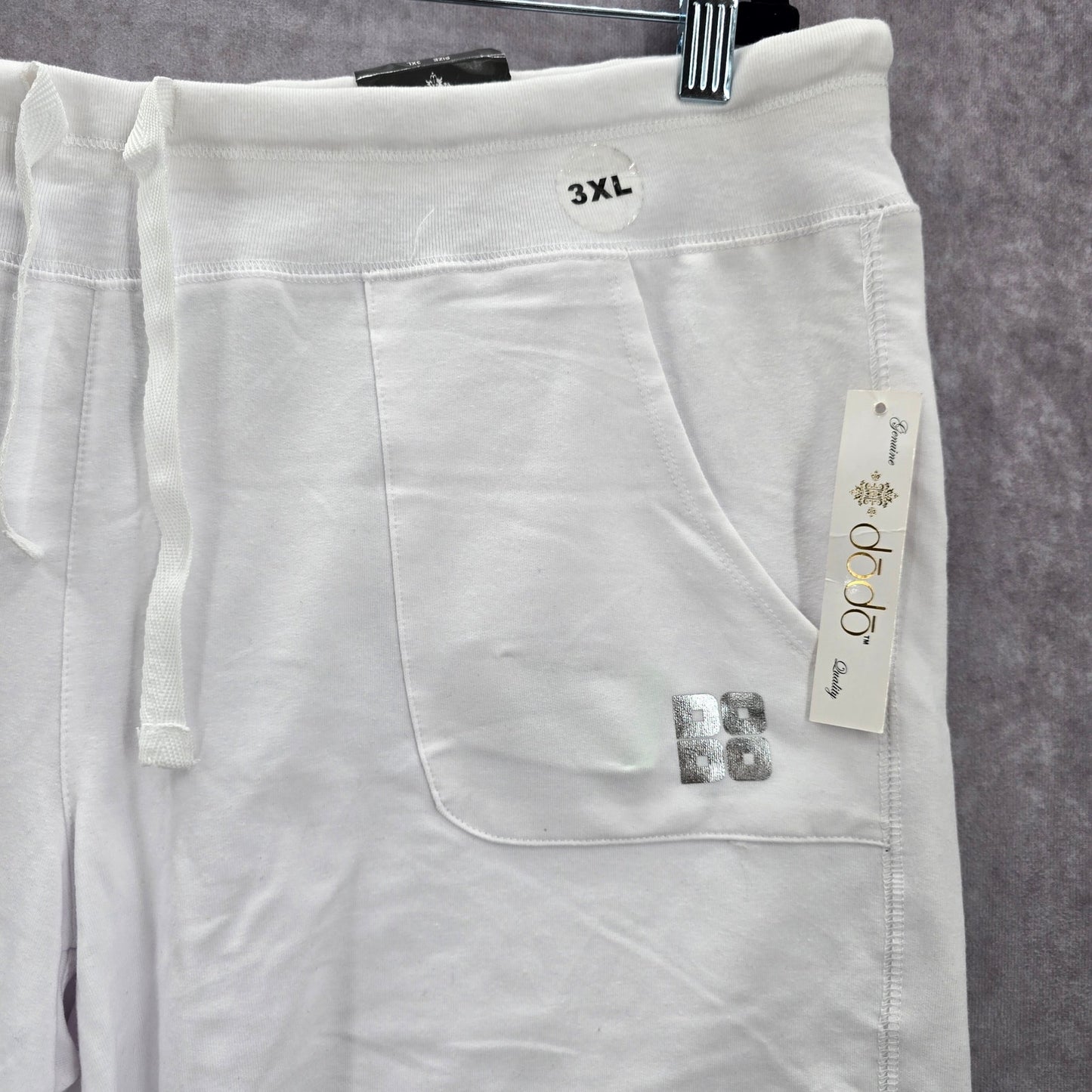 Dodo White Active Sports Jogging Cotton Pullon Pants Shorts Plus 3XL