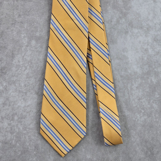 Michael Kors Orange Black Blue Stripe Repp Geometric Silk Neck Tie Men's