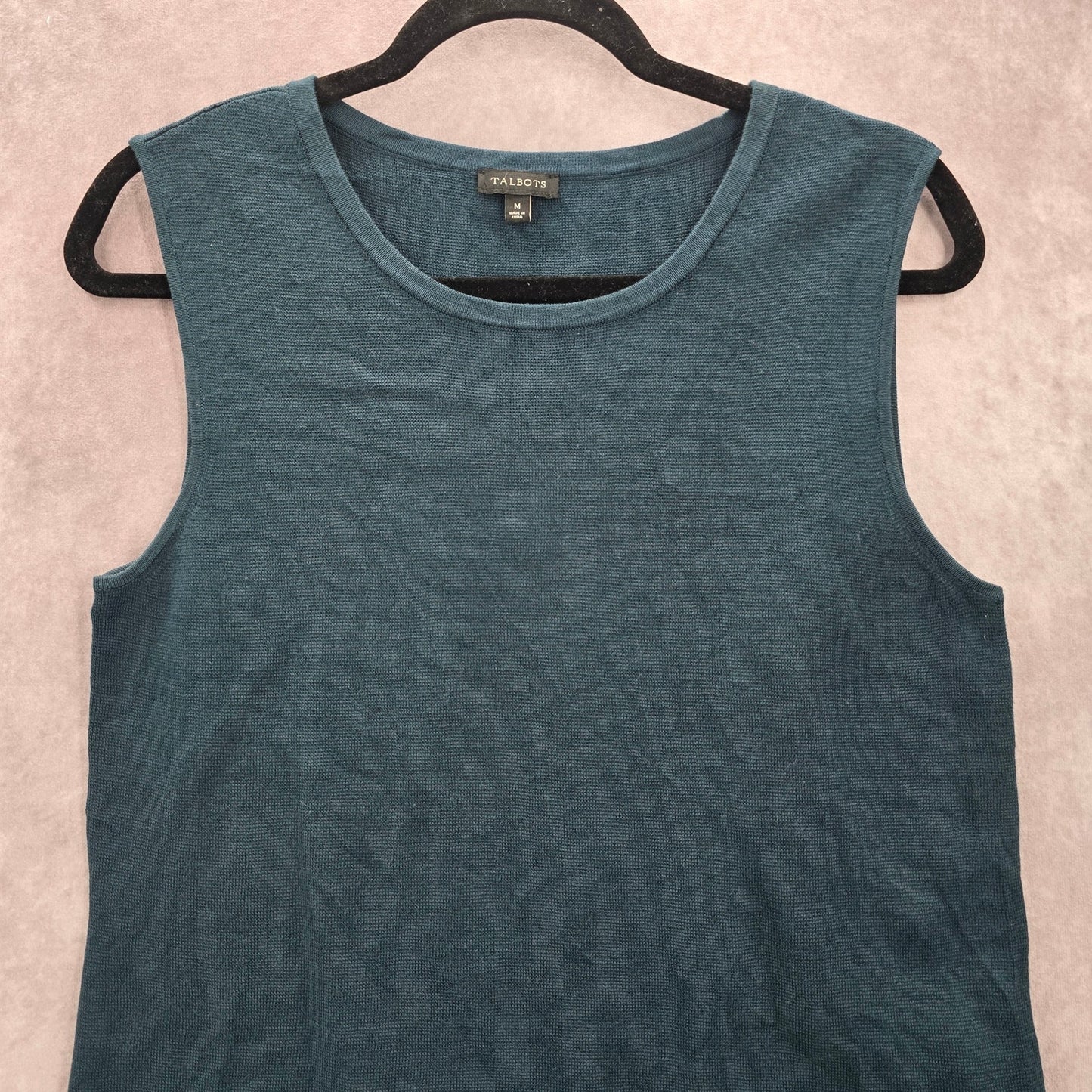 Talbots Green Sleeveless Vest Cotton Modal Preppy Sweater Top M Medium