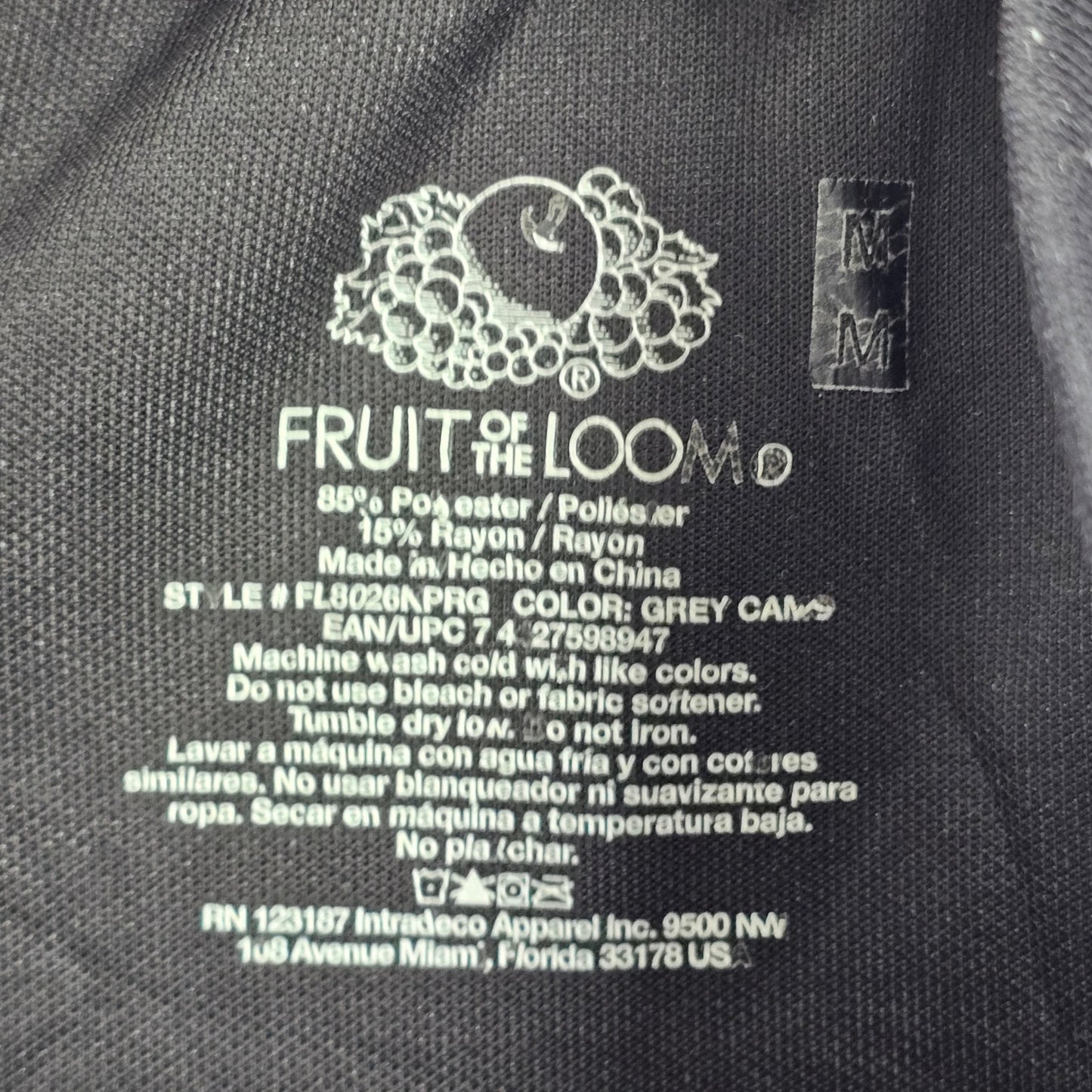 Fruit of the Loom Gray Athletic Camo Jogger Track Trousers Sweat Pants M Medium