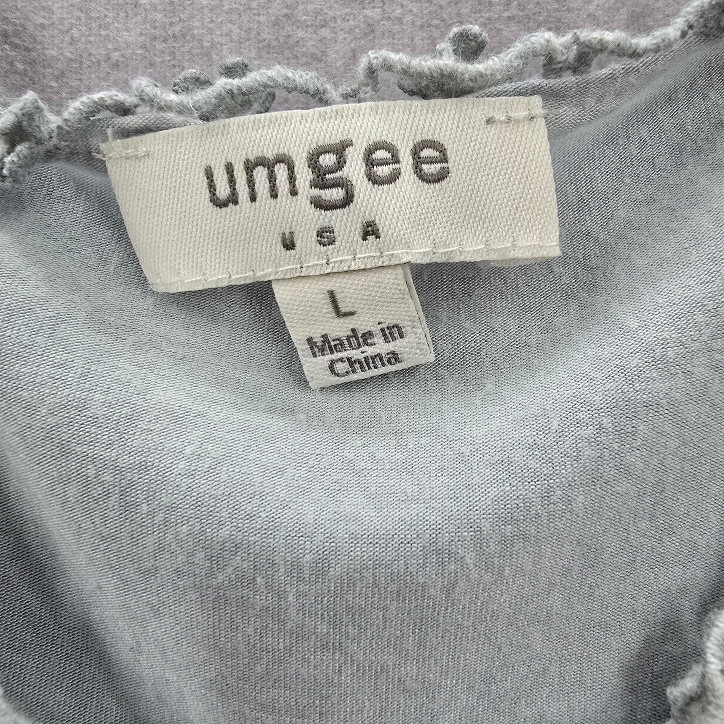 Umgee Gray Cold Shoulder Flare Ruffle Knee Length Boho Indie Dress Large