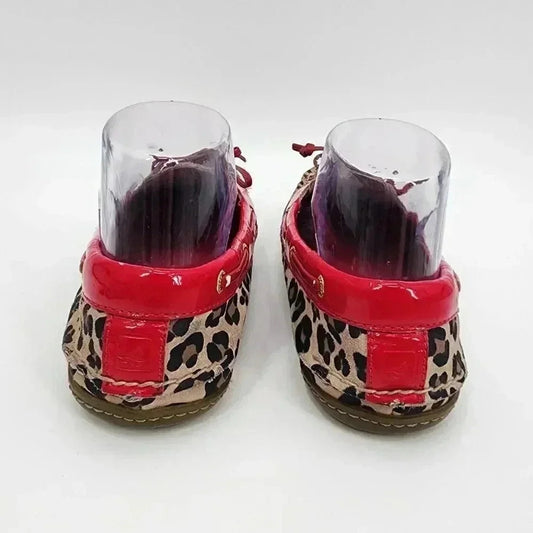 Sperry Leopard Print Red Brown Spotted Flats Size 7 Medium A-13 CH73