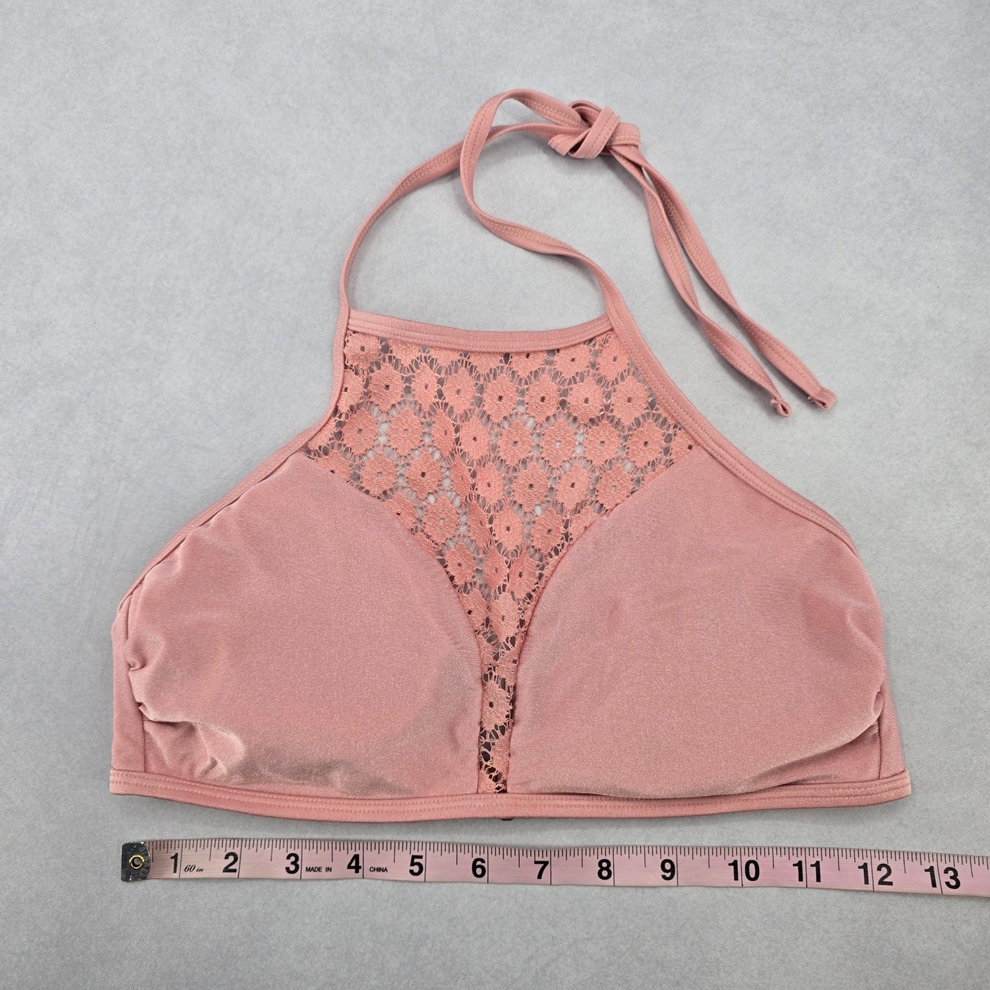 Fashion Union Pink Lace Halter Tie Swim Sports Bra Beach Bikini Top M Medium
