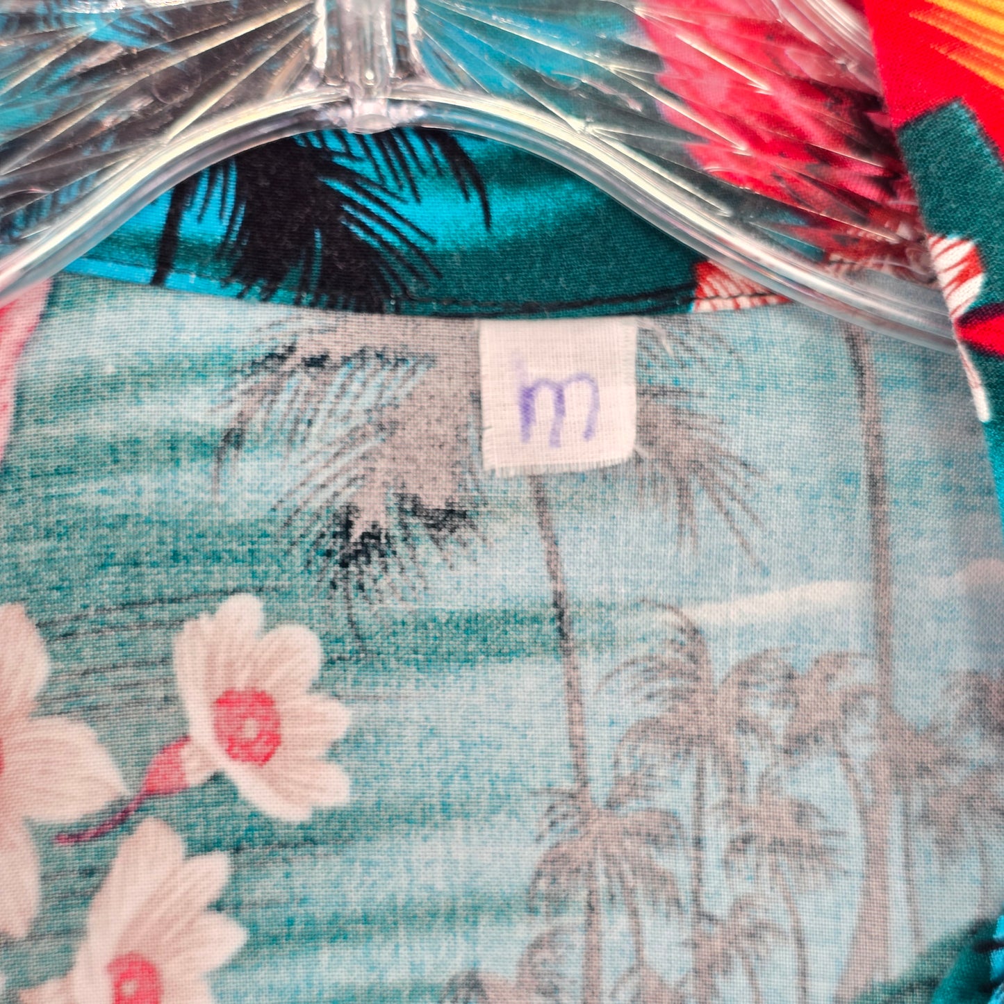 Blue Floral Jamaica Beach Palm Tropical Surf Island Vintage Hawaiian Shirt M