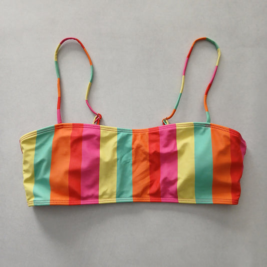 Colorful Y2K Swim Resort Beach Vacation Grunge Tropical Goth Bikini Top Large