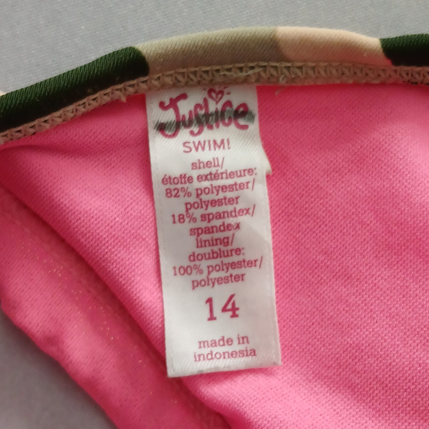 Pink Y2K Swim Resort Beach Junior Grunge Goth Camo Sequin Bikini Top Large 14