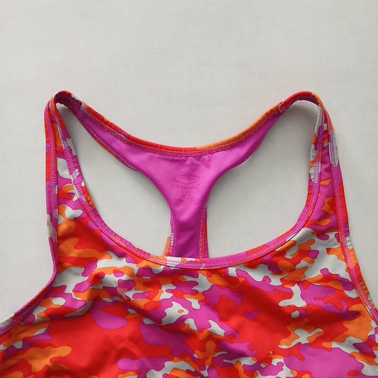 Purple Y2K VTG Sports Bra Activewear Crisscross Yoga Fitness Camo Top Large