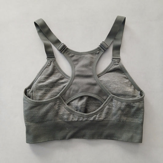 Gray Y2K VTG Sports Bra Activewear Crisscross Yoga Fitness Workout Top Large