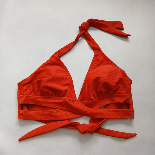 Red Y2K Swim Resort Beach Vacation Halter Grunge Tropical Goth Bikini Top Large