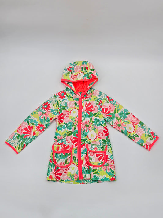 Cat & Jack Floral Girls Toddler Zip Up Colorful Hood Cute Artsy Cozy Raincoat 5T
