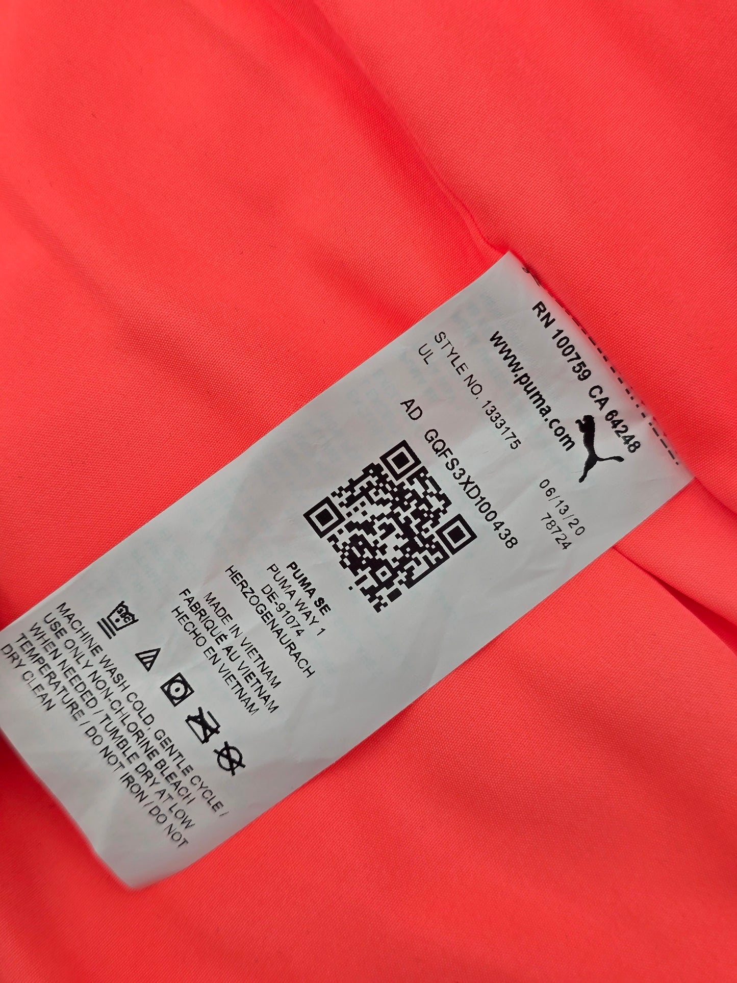 Puma Orange Y2K Active Sporty Girls Toddler Puffer Cozy Jacket Vest XS 5/6