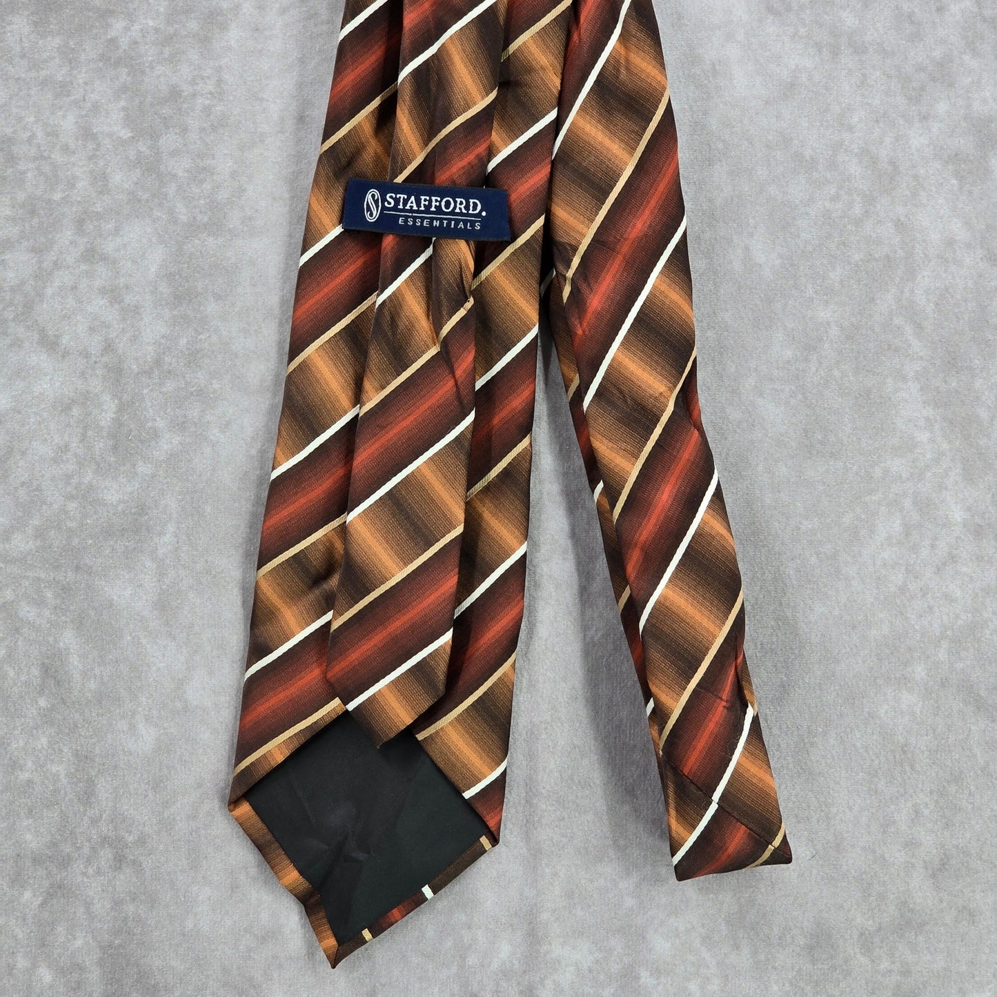 Stafford Essentials Brown Orange Stripe 100% Executive Corporate Mens Neck Tie