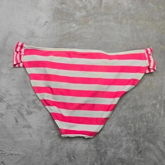 Gianni Bini Pink Stripped Bikini Bottom Swimwear Swimsuit Size Large