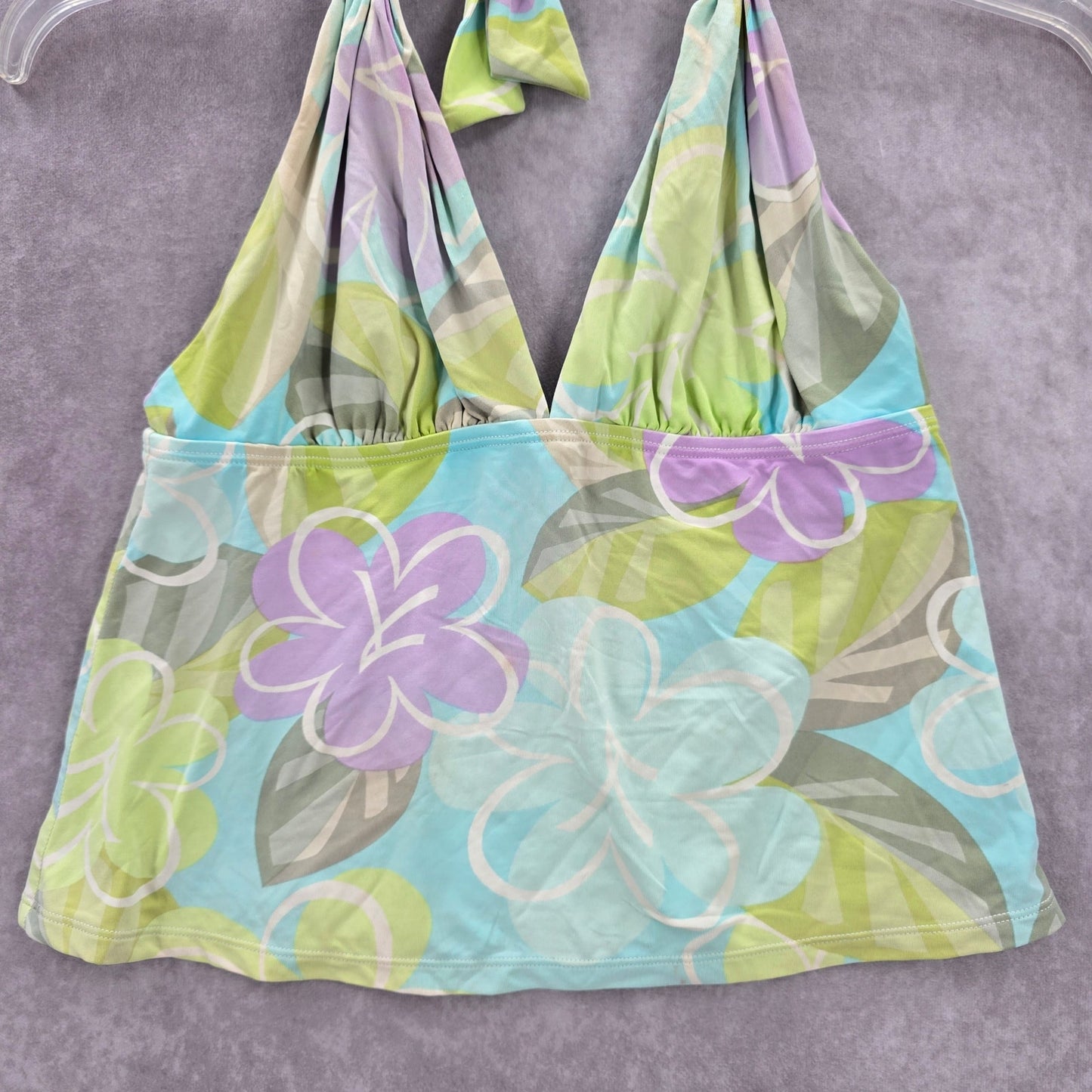 Anne Klein Green Floral Halter Swimwear Tankini Tank Top Medium M 8