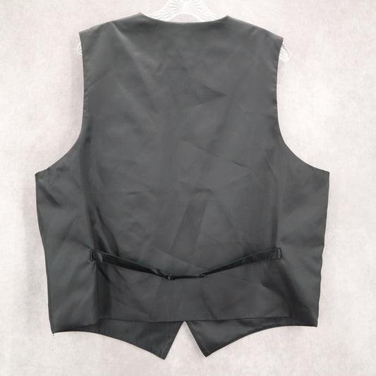 Brandon Michael Black 5 Button Peak Pattern Waistcoat Tuxedo Suit Vest Large 46R