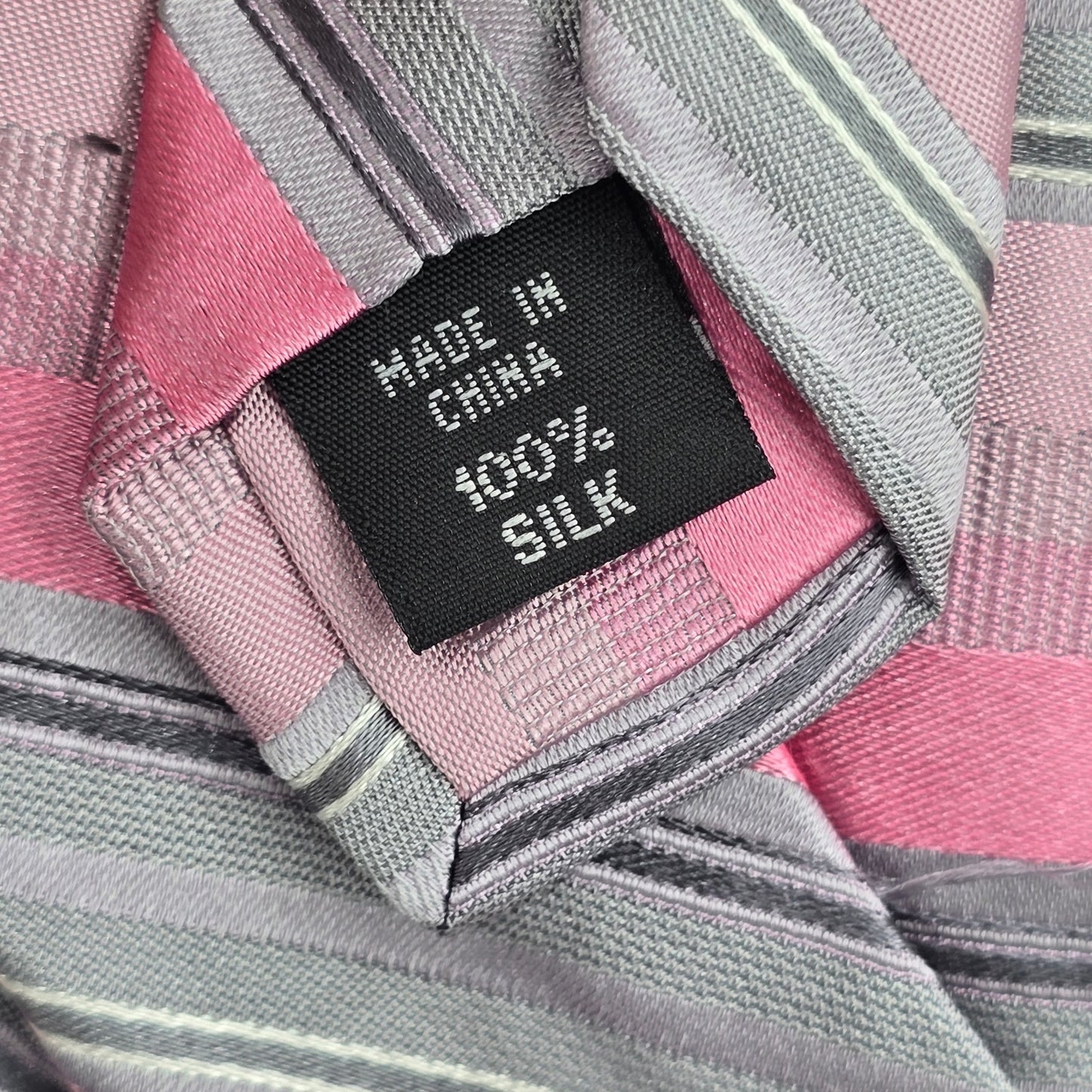 Calvin Klein Pink Gray Stripe 100% Silk Men's Neck Tie NWOT