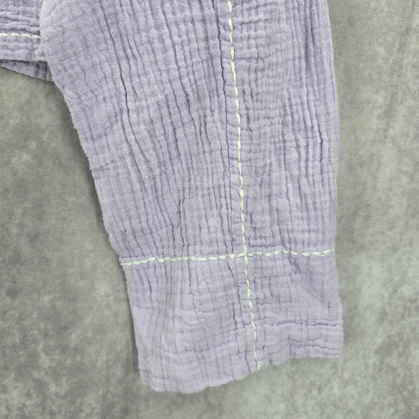 7 for all Mankind Purple Long Sleeve Stitched Crop Button Cotton Top Medium