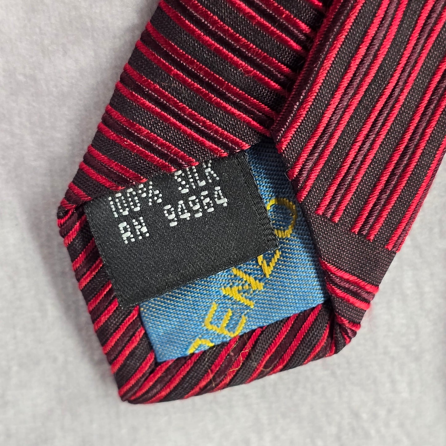 Renzo Red Navy Blue Stripe Pure 100% Silk Handmade Executive Men's Neck Tie