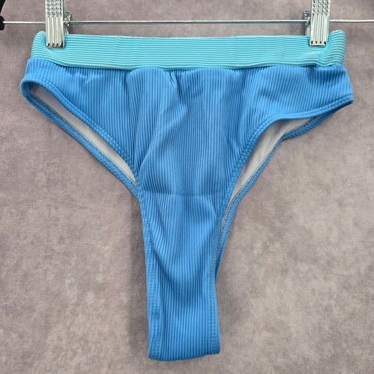 Shein Blue Ribbed Stripe Bikini Bottoms Swimwear Swimsuit Small