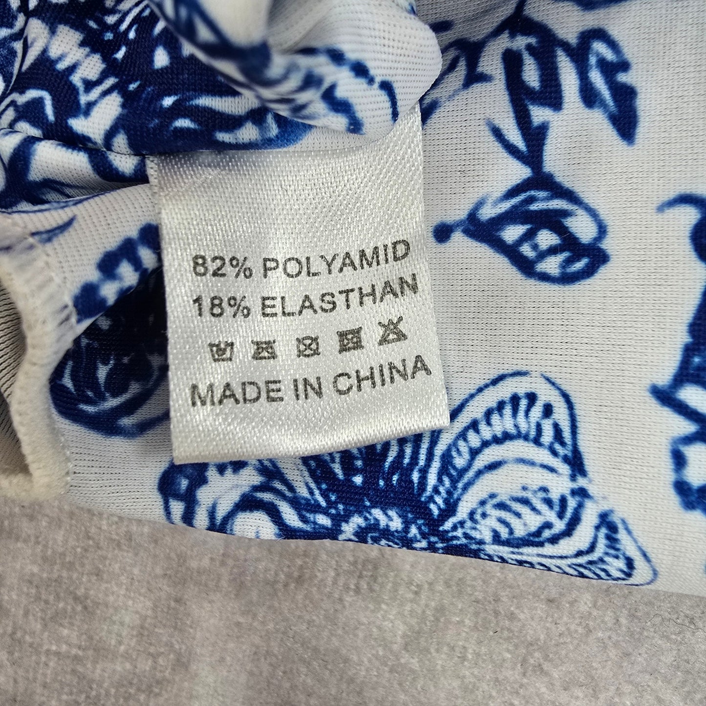 Shein Blue White Floral Bikini Top Tie Front Swimwear Swimsuit Small