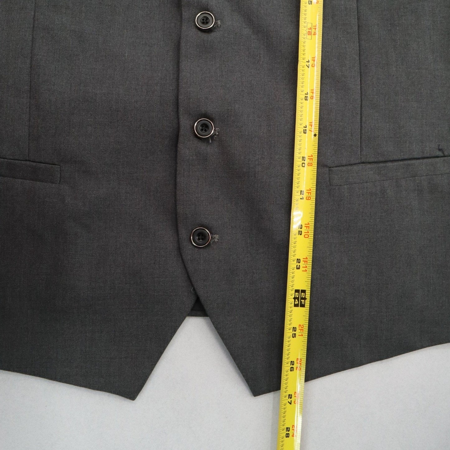 Gray 4 Button Point Welt Pocket Waistcoat Formal Preppy Tuxedo Suit Vest L 42R