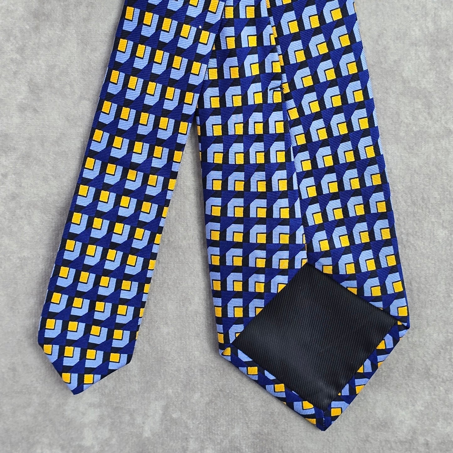 Banana Republic Blue Yellow Square Geometric 100% Silk Men's Neck Tie